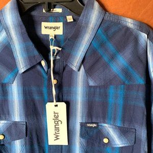 Wrangler Navy Print Western Mens Shirt –XXL, NWT